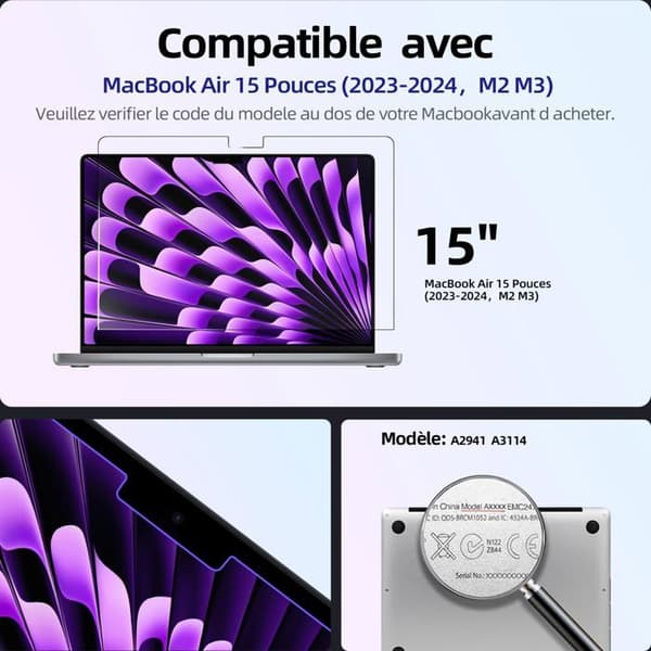 Glas - skärm för Mamol pekskärmstablett - Skyltdäck för MacBook Air 15