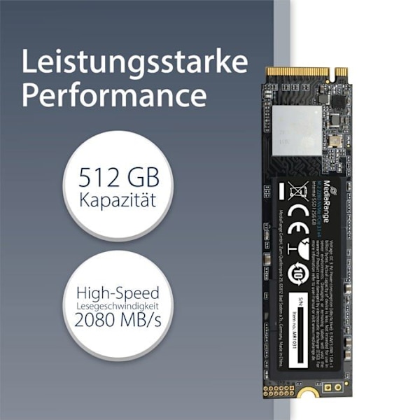Intern Hårddisk - MEDIARANGE - M.2 2280 - 512 Go - NVMe PCIe 3.1 x4 - 20 Go/s
