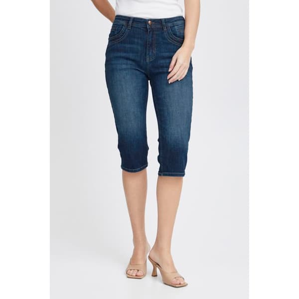Jeans dam Pulz Jeans Katja Capri mörkblå denim 29