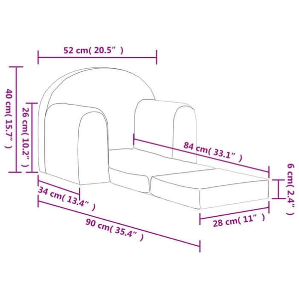 Sängsoffa för Barn - vidaXL - Bekväm Barnfåtölj - Fällbar - Rosa