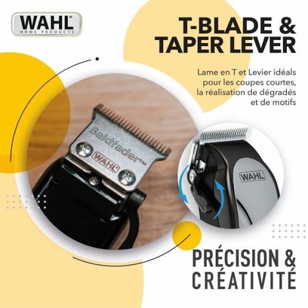 WAHL 20107.0460 Baldfader hårklippare - Trimmer med sladd - Avsmalningsfunktion - Automatisk skärpning - Bladbredd 45 mm