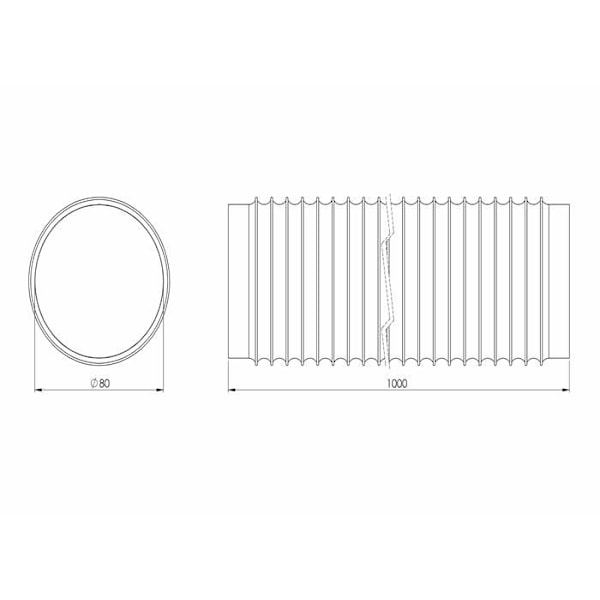 Steinberg14 80mm / 1m Avloppsrör för Luftkonditionering, Torktumlare, Fläkt - Flexibelt PVC-rör