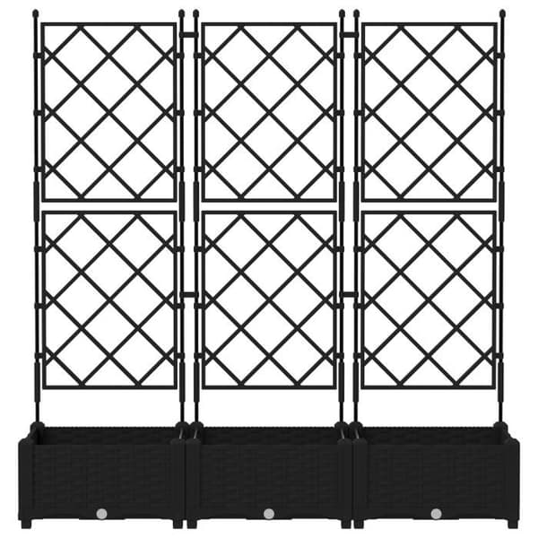 Planteringslåda med spaljé 3 st Svart 120x40x125,5 cm