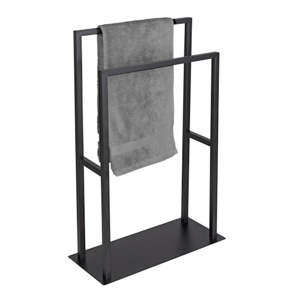 WENKO Handduksställ på Ben RIVALTANA | Handduksställ 2 Stänger eller Klädhängare | Rostfritt stål | Svart | 46x80x20 cm Matte svart