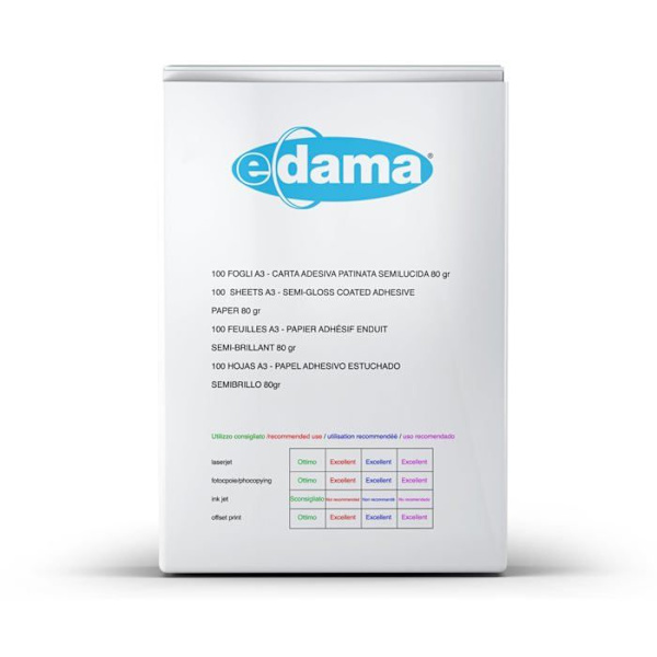 E-dama - ED-F2S50S1A3+ - Paket med 100 ark självhäftande papper i Super A3-skikt - A3PLUS - 32 x 45 SRA3 - Utan backup