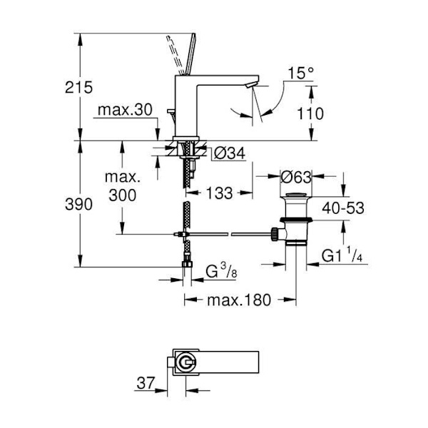 GROHE Blandare Tvättställ Eurocube Joy (Import Tyskland) - 23657000