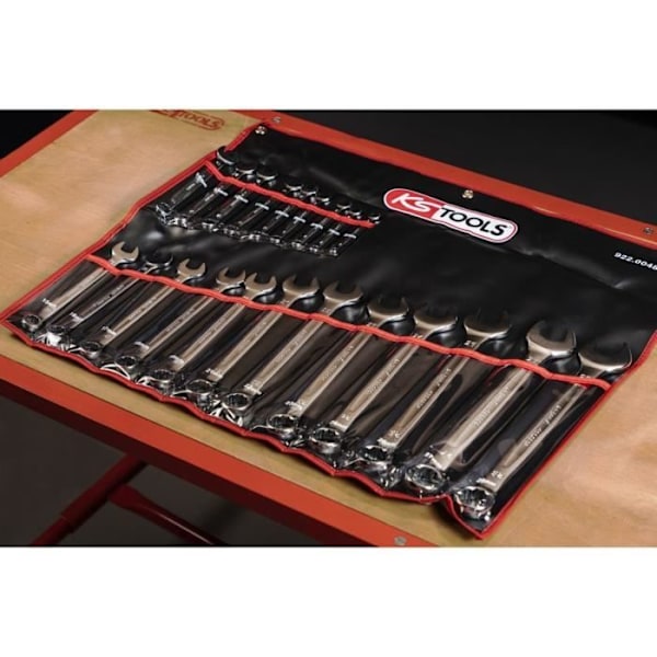 21-delars blandade metriska nyckelsats - KS TOOLS - 922.0048 - I väskan - 6 till 28 mm - Gaffelvinkel och sned öga vid 15°
