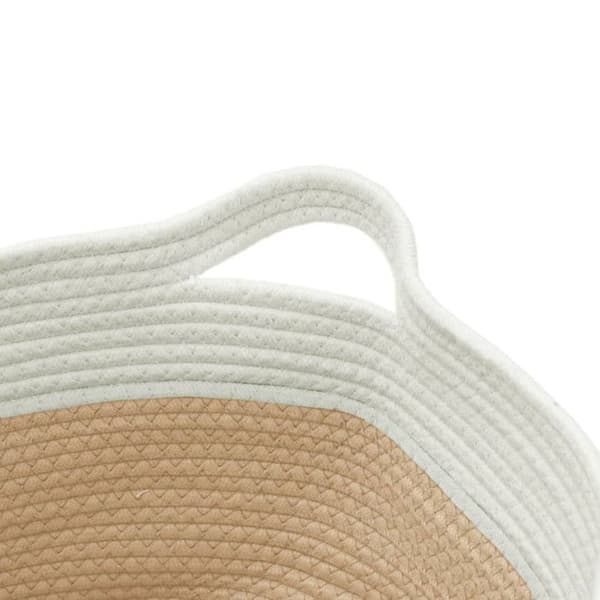 Beige och vit förvaringskorg Ø40x25 cm i bomull
