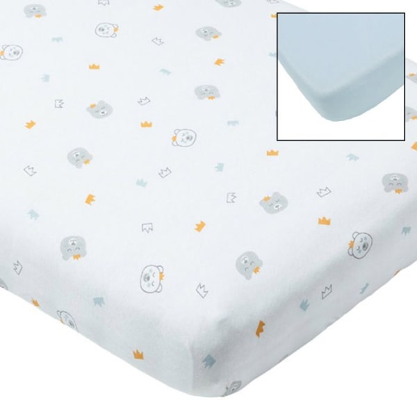 Set med 2 påslakan - BABYCALIN - Björn/blå - 100% bomull - 60x120 cm Blå Björn