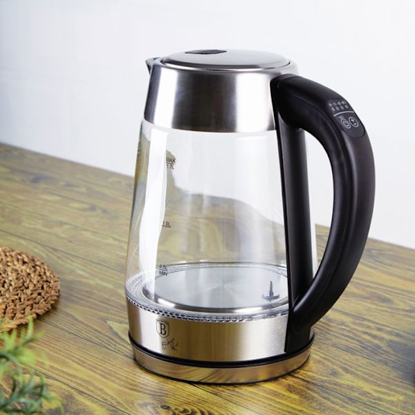 Elektrisk Kettle - BERLINGER HAUS - BH-9127 - 1,7L - Temperaturanpassning 60-100°C - Svängbar Bas transparent/svart/silver