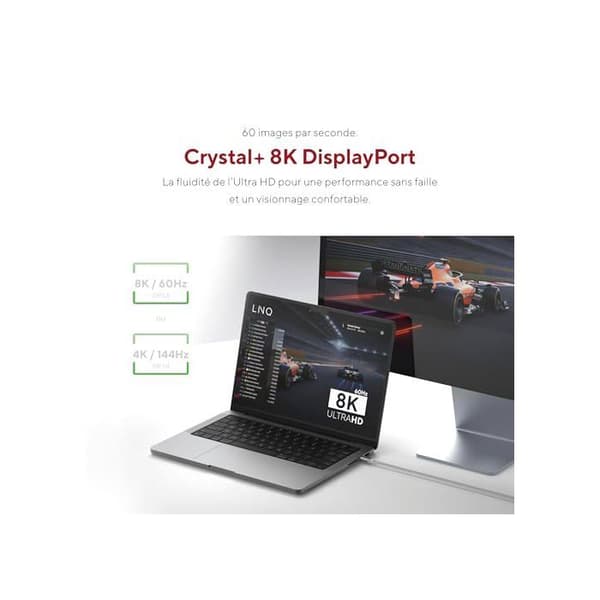USB-C till DisplayPort-kabel - Linq - LQCCD200 - 8K/60Hz - 2m - Grå