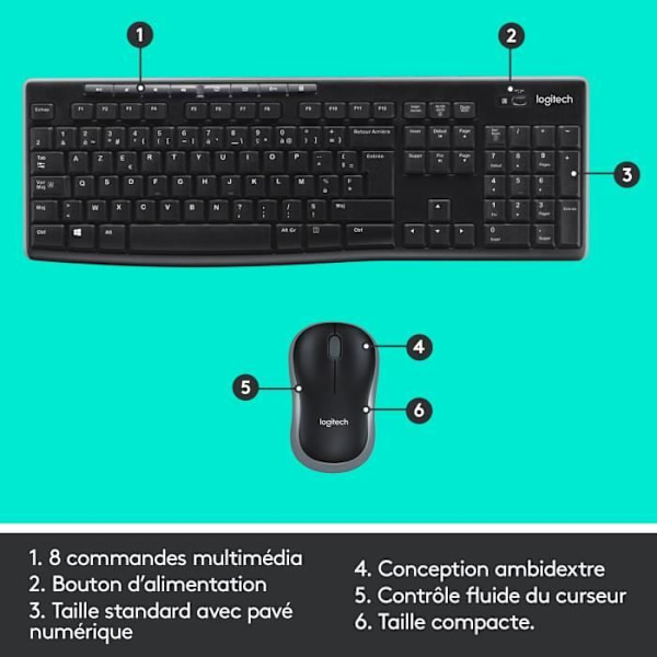 Trådlöst tangentbord och musset - Logitech - MK270 - Windows