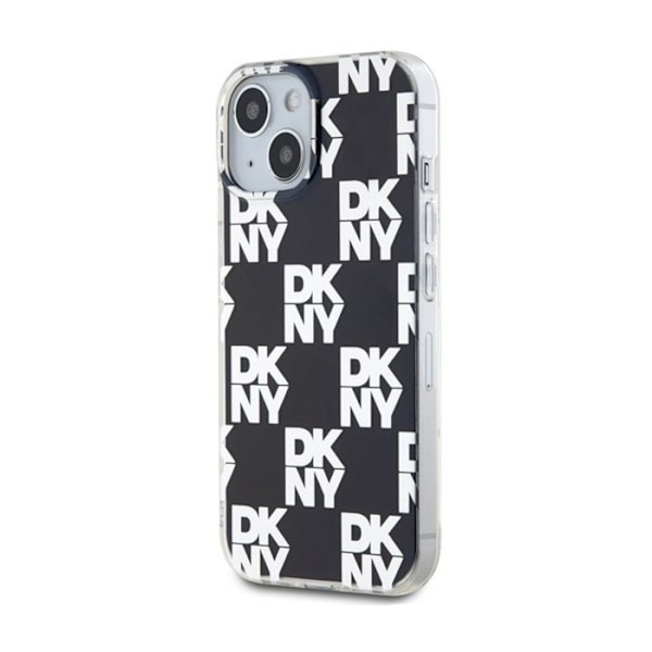 DKNY IML Rutigt Mono Mönster - Skal för iPhone 15 Plus / 14 Plus (Svart)