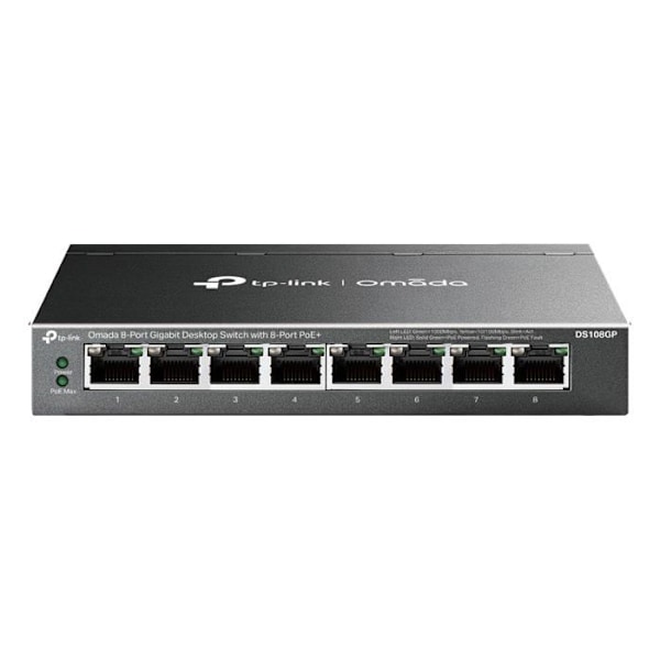 Nätverksswitch - TPLINK - Omada - 8 Gigabit-portar - PoE+ - Kompakt design