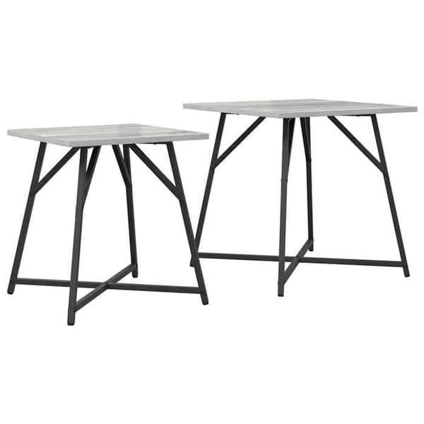 vidaXL Set med sidobord 2 st Grå Sonoma och svart 869729