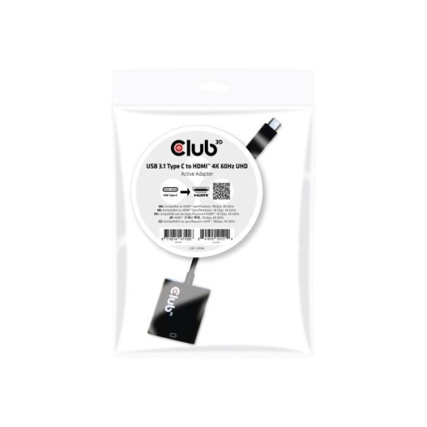 Club 3D USB 3.1 Typ C till HDMI 2.0 UHD 4K Active Adapter USB-C 3.1 HDMI extern videoadapter