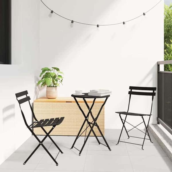 vidaXL Bistroset 3 delar Fällbar Antracit Stål 42002972