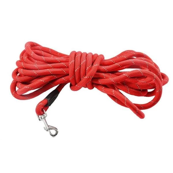 Lång promenad - BOBBY - 5m - Röd - Nylon - Reflekterande sömmar Röd