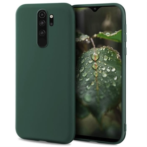 Moozy livsstil. Fodral till Xiaomi Redmi Note 8 Pro, mörkgrön - Flytande silikonfodral med matt finish