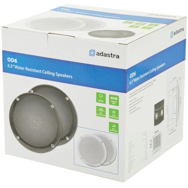 Enhet - retur Adastra - 125.050UK - Vattentåliga högtalare 100W | 8ohm | Svart Noir