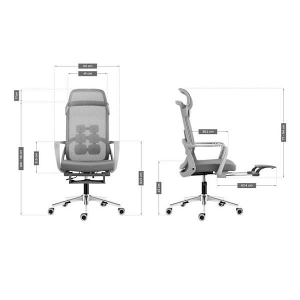 Kontorsstol - MARK ADLER - Chef 3.6 - Ergonomisk - HD Mesh Tyg - Svängbar Grå