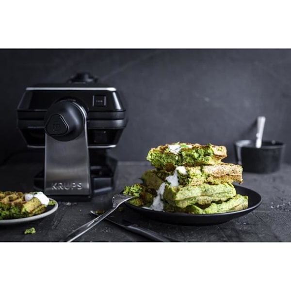 KRUPS Roterande våffelbryggare, Perfekt matlagning, Jämn matlagning, Non-stick tallrikar, Hög precision, Vertikal förvaring FDD95D10 Grå