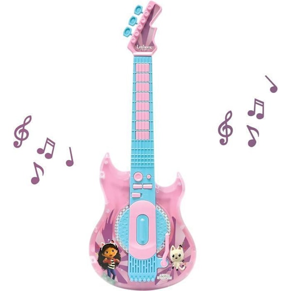 Upplyst elektronisk gitarr med glasögon utrustad med en mikrofon Gabby och det magiska huset