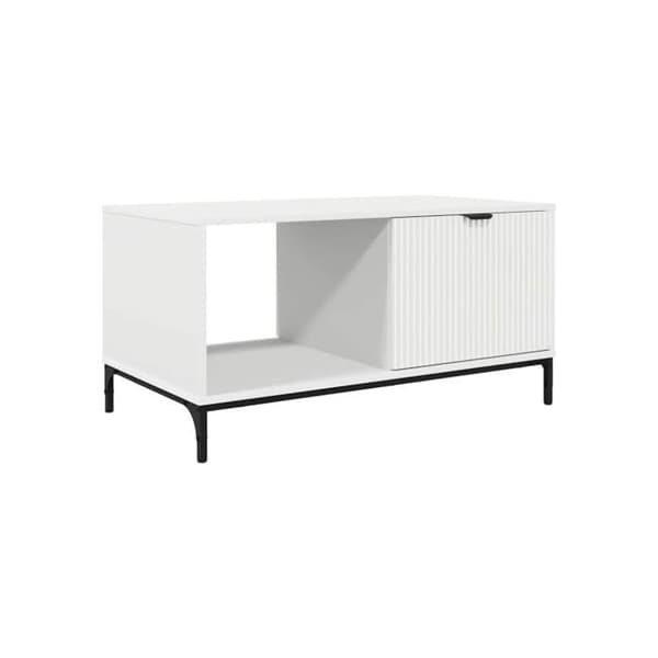 Modern soffbord - vidaXL - Vit - 90x49x46 cm - Ingenjörsträ - Rektangulär - 1 låda - 1 hylla Vit