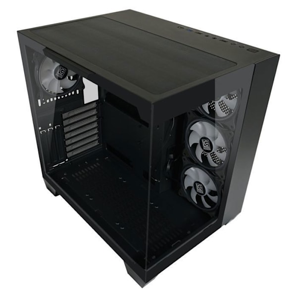 PC Chassi - LC-Power - Gaming 809B - Härdat glas - ARGB-fläktar - Matt svart