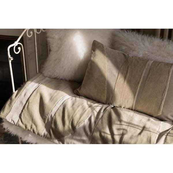 Fara ribbat edredon i ribbat sammet (överdrag 100 % bomull, fyllning 100 % polyester) - 85 x 200 cm beige
