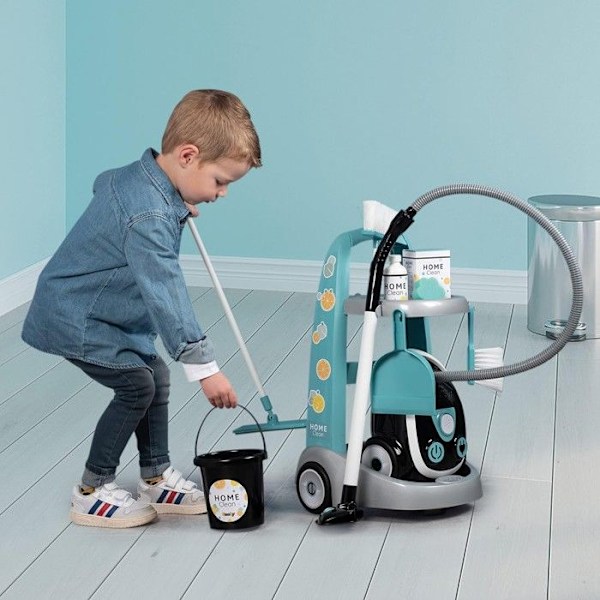 Smoby - Städvagn + Smoby Dammsugare Flerfärgad