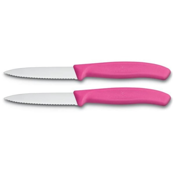 Victorinox skalknivar - Rosa - 8 cm tandat blad - Set om 2 Rosa