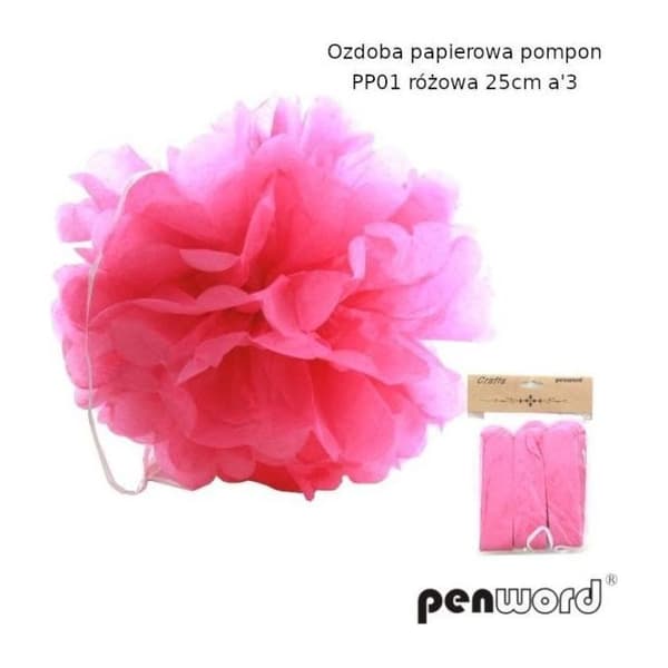 Pompon Polsirhurt Pompon i rosa papper 25 cm pp01