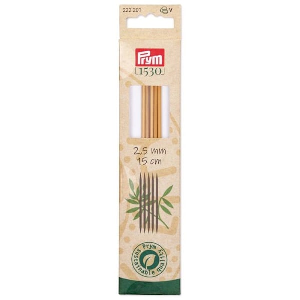 Modespel - sömnad - styling Prym - PRYM222201-1 - 222201 Stickor 2 bambu spetsar 15 cm 2,50 mm