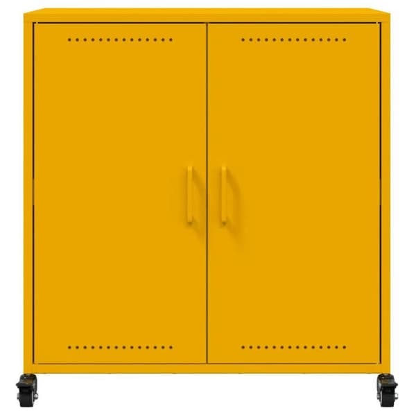 vidaXL Buffé gul senap 68x39x72 cm stål 846659