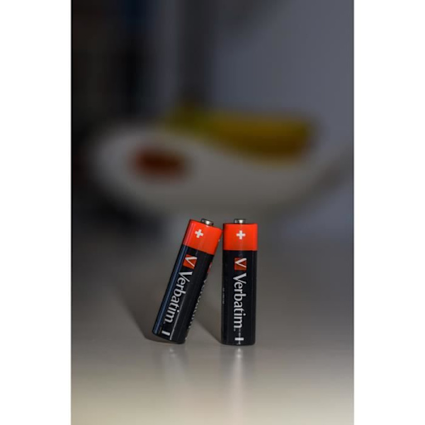 Verbatim AA alkaliska batterier, alkaliska, cylindriska, 1,5 V, 10 st, AA, svarta, röda