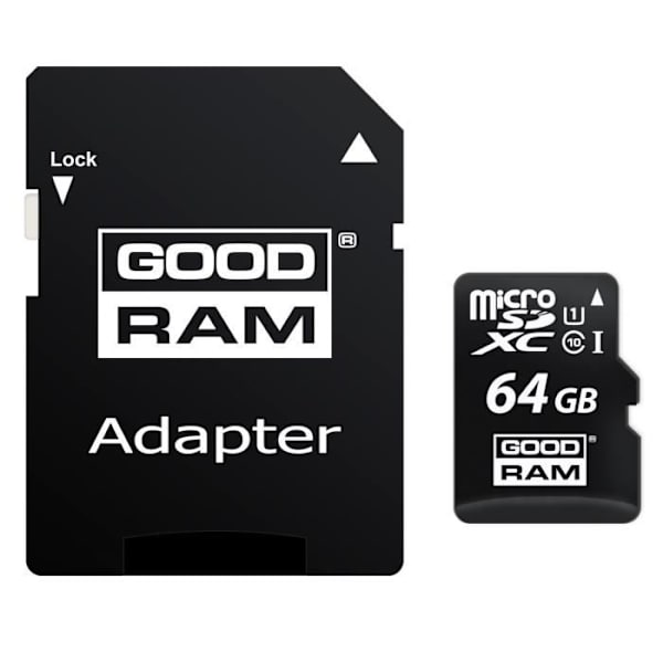 Bra Ram 64GB Micro SDHC Class 10 UHS-I Minneskort + Adapter