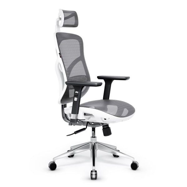 Diablo V-Basic Ergonomic Office Chair 3D Andas Mesh Justerbara Armstöd (Vit-Grå) Vit grå