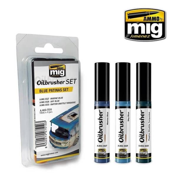 OLJEBRUSHER BLÅ PATINAS SET
