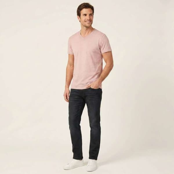 Rak v-ringad t-shirt Ros S