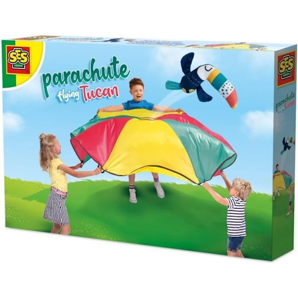 Parachut - SES Creative - Flygande tukan - Diameter 2 meter - För 2 till 6 barn - Garanterad nöje