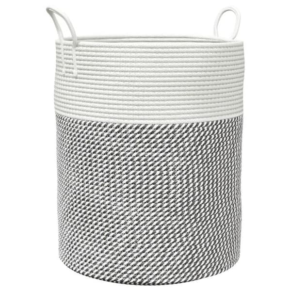 Förvaringskorg - vidaXL - Bomull - Grå/Vit - Fällbar - Modern design grå vit