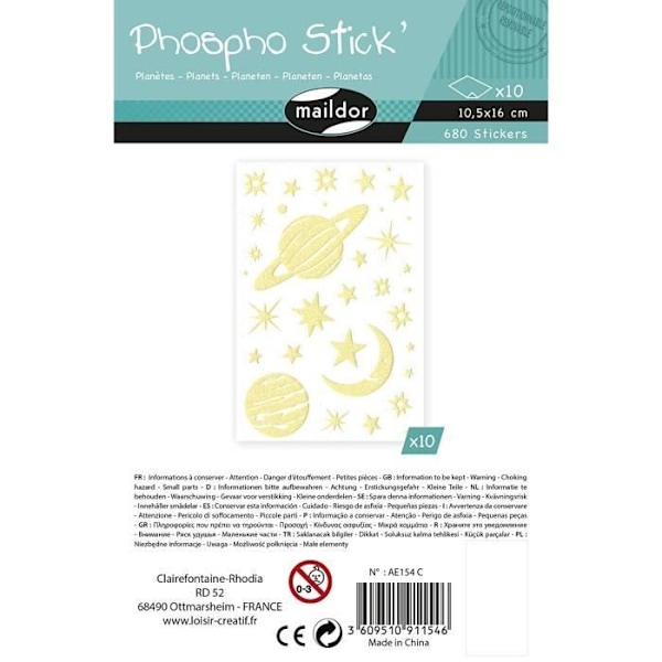 Maildor Phospho Stick Påse 10 Plancheter Planeter, , 5x16 cm - AE154C