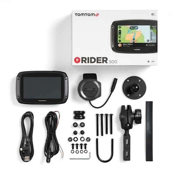 TomTom Rider 500 - 4,3-tums GPS för motorcykel, kartläggning av Europa 49 länder, integrerat Wi-Fi, meddelandeläsning
