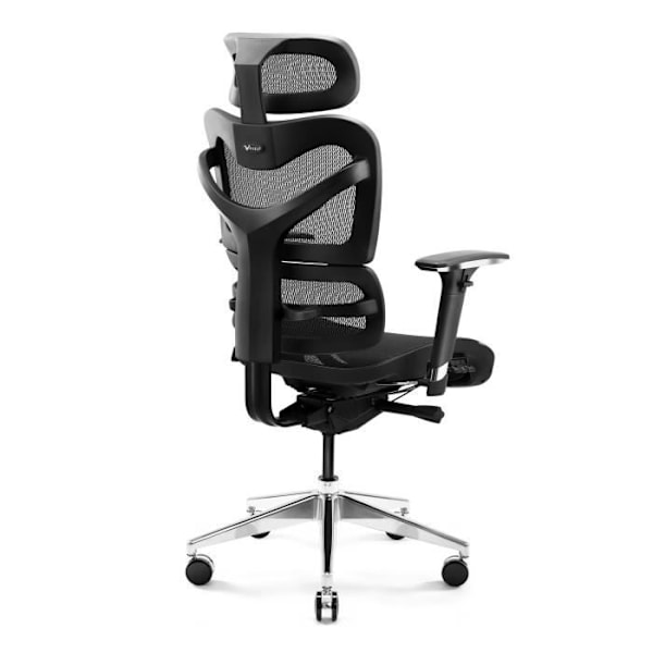 Diablo V-Commander Ergonomisk kontorsstol 3D-armstöd Svankstöd Nackstöd Justerbart säte Mesh Tyg Svart Svart