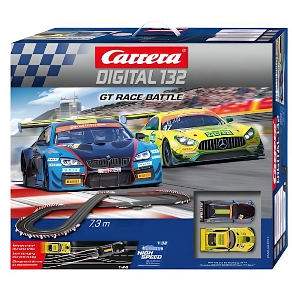 Elracingsats - CARRERA - DIGITAL 132 30011 - Gul Mercedes-AMG GT3 och BMW M6 GT3 - Interiör Gul