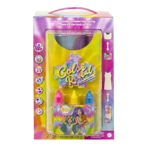 BARBIE TIE-DYE COLOR REVEAL FASHION Box med 2 MODEDOCKA, EN