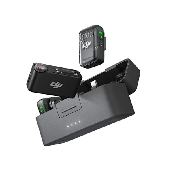 Trådlös mikrofon - DJI - Mic 2 - 2 TX + 1 RX - Bullerdämpning - 18h batteritid Svart
