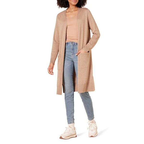 Essentials cardigan - WAE35008FL18-Cam-XL - Amazon Lätt lång väst (stora storlekar tillgängliga) Dam Beige XL