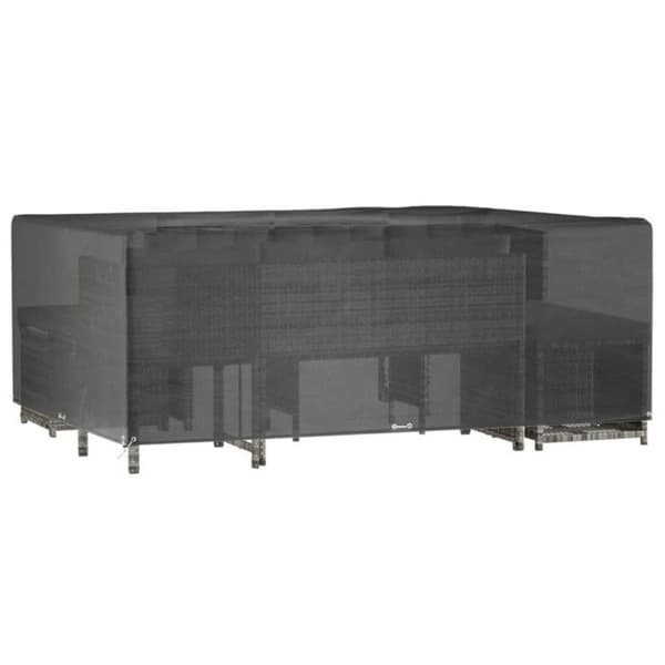 vidaXL Trädgårdsmöbelöverdrag 16 öljetter 300x250x90cm Rektangulär 319306 Svart